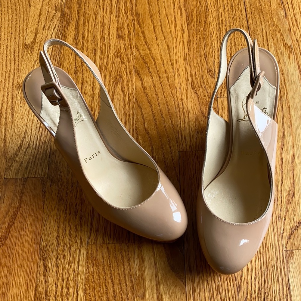 Nude Christian Louboitin Wedge sandals